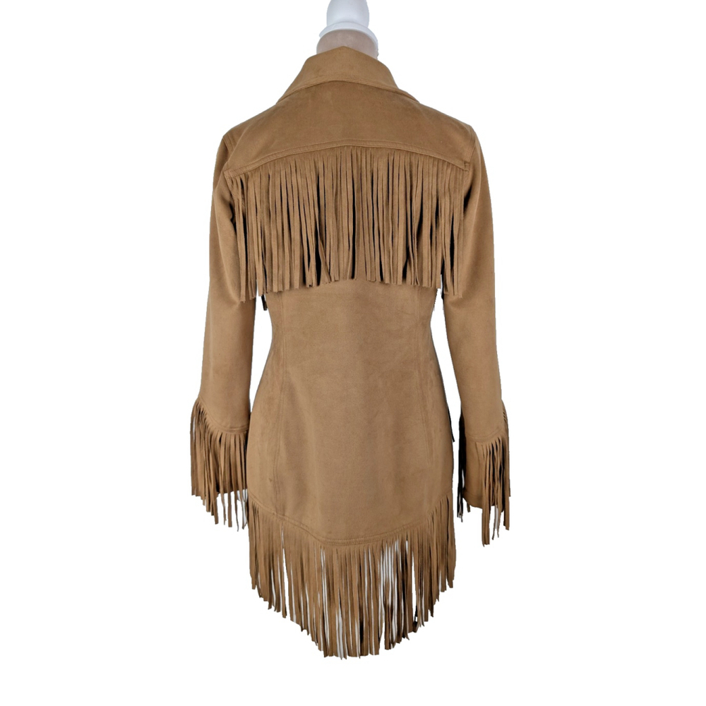Powder River Outfitters Faux Suede Fringed Coat Jacket Sz M Western Boho Cowgirl - Picture 4 of 12